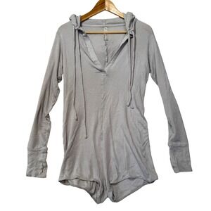Fabletics - Kennedy Onesie | Women's M Light Grey Long Sleeve Hooded Romper